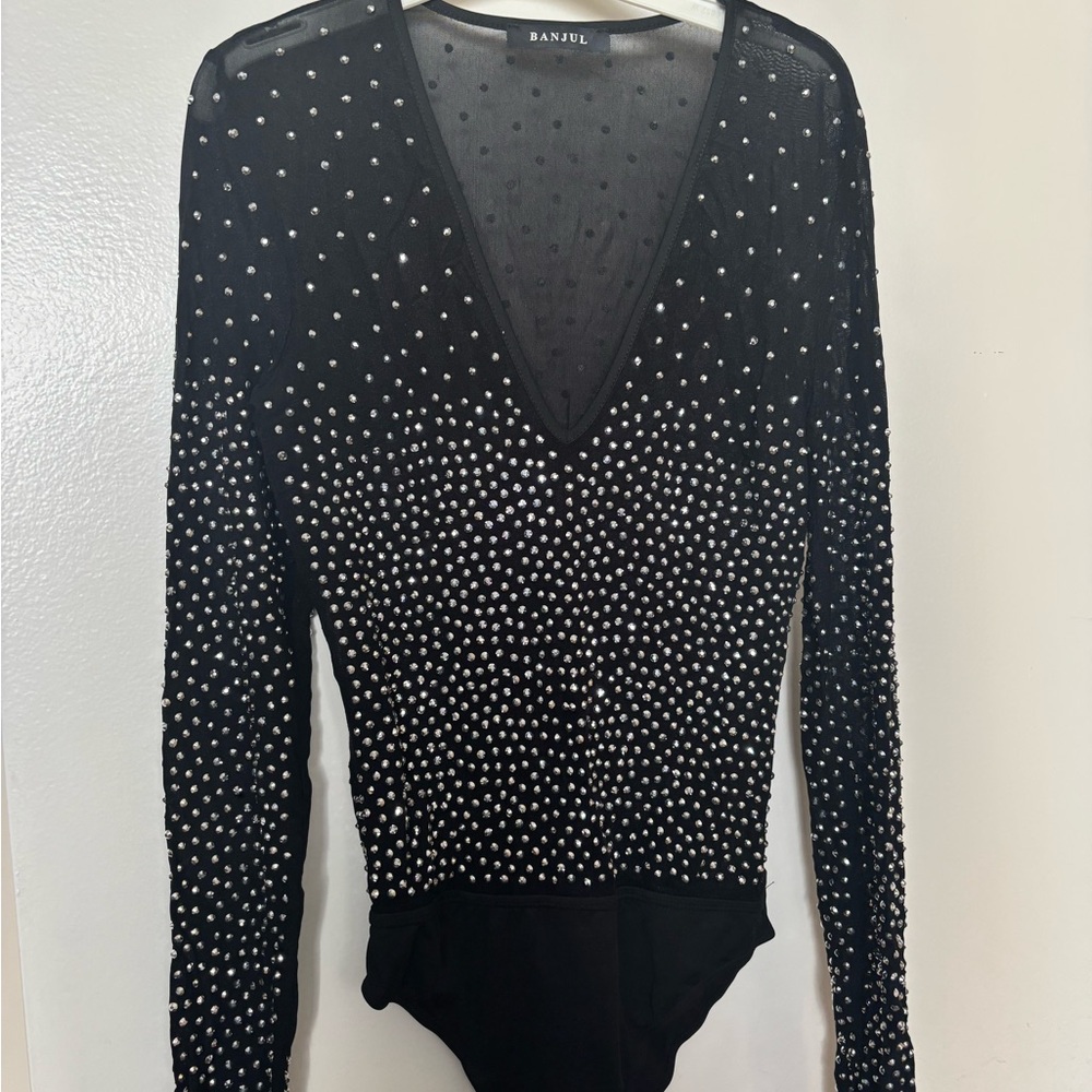 BanJuel Black Beaded Bodysuit